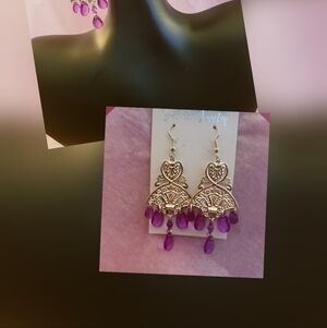 Elegant Silver and Purple Dangle Earrings